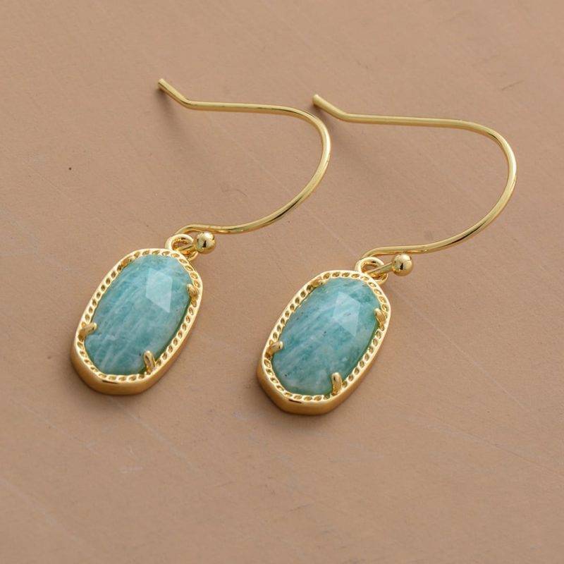 Golden Amazonite Natural Stone Earrings
