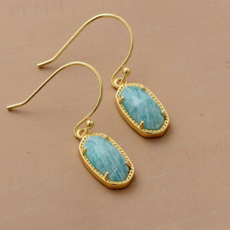 Golden Amazonite Natural Stone Earrings