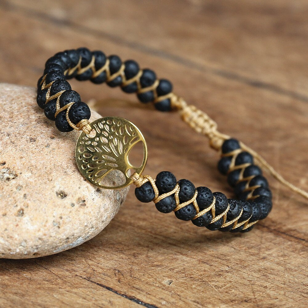 Lava Stone Tree of Life Bracelet