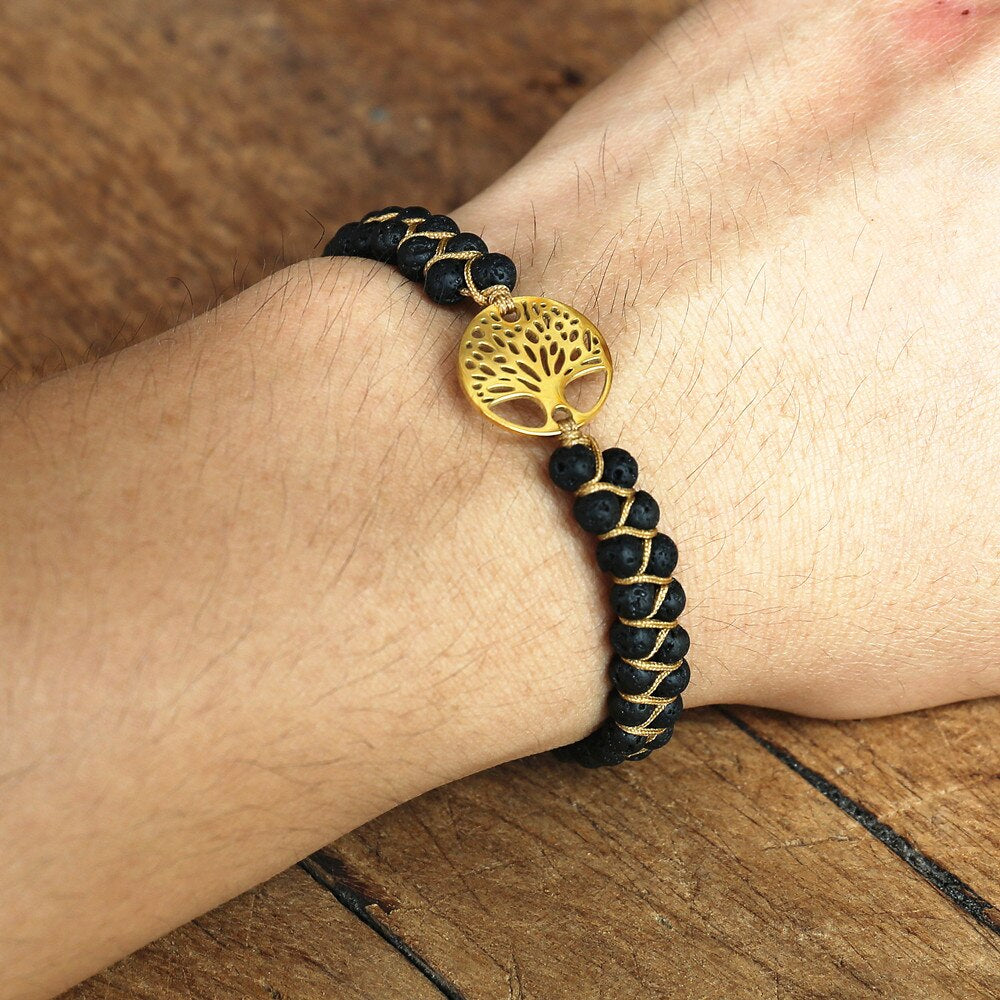 Lava Stone Tree of Life Bracelet