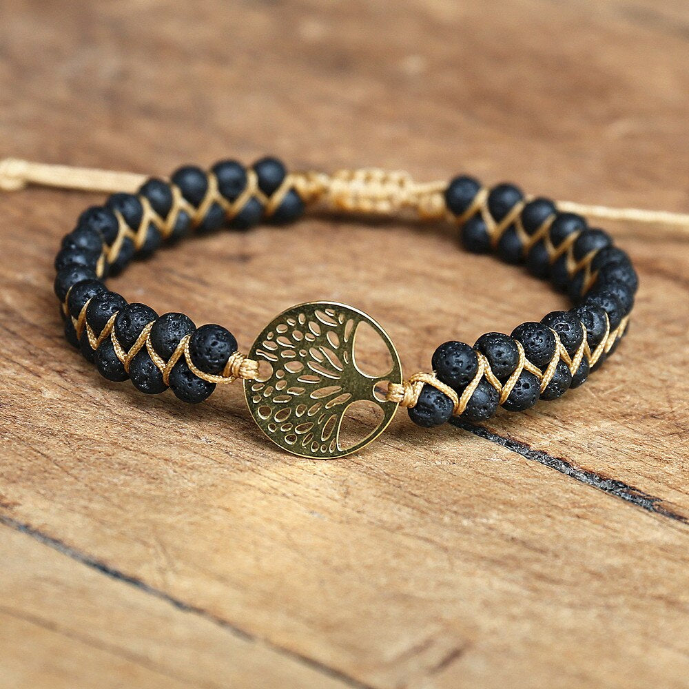 Lava Stone Tree of Life Bracelet