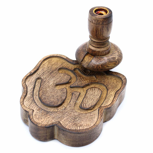 Wooden Om Incense Holder-Chakras Boutique