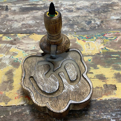 Wooden Om Incense Holder-Chakras Boutique