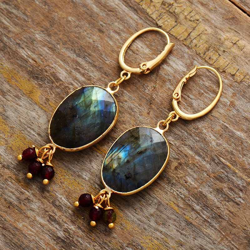 Labradorite Stone Drop Earrings