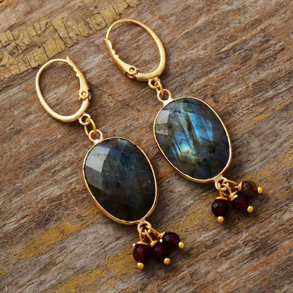 Labradorite Stone Drop Earrings