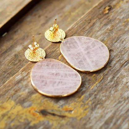 Pink Quartz Stone Earrings