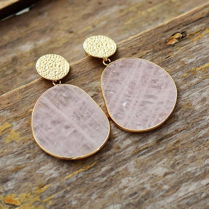 Pink Quartz Stone Earrings