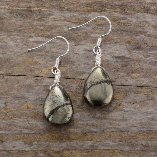 Natural Pyrite Stone Earrings