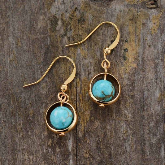 Golden Turquoise Natural Stone Earrings