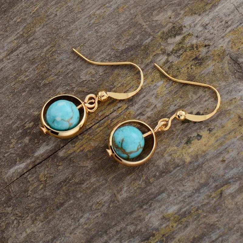 Golden Turquoise Natural Stone Earrings