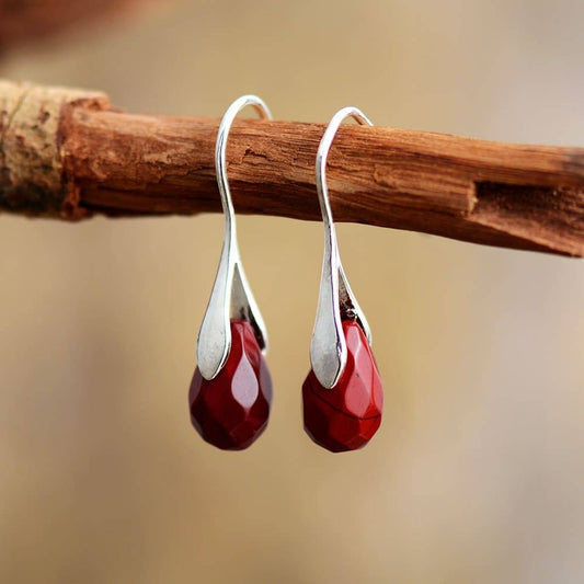 Natural Red Jasper Stone Earrings