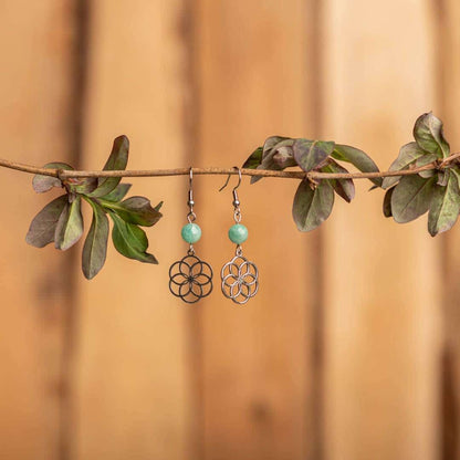 Amazonite Flower of Life Earrings