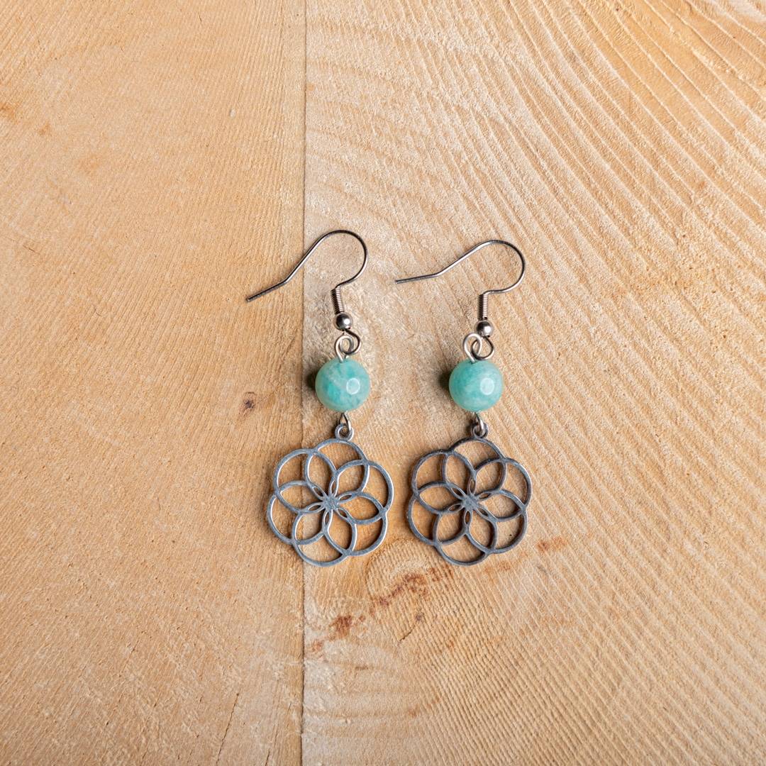 Amazonite Flower of Life Earrings