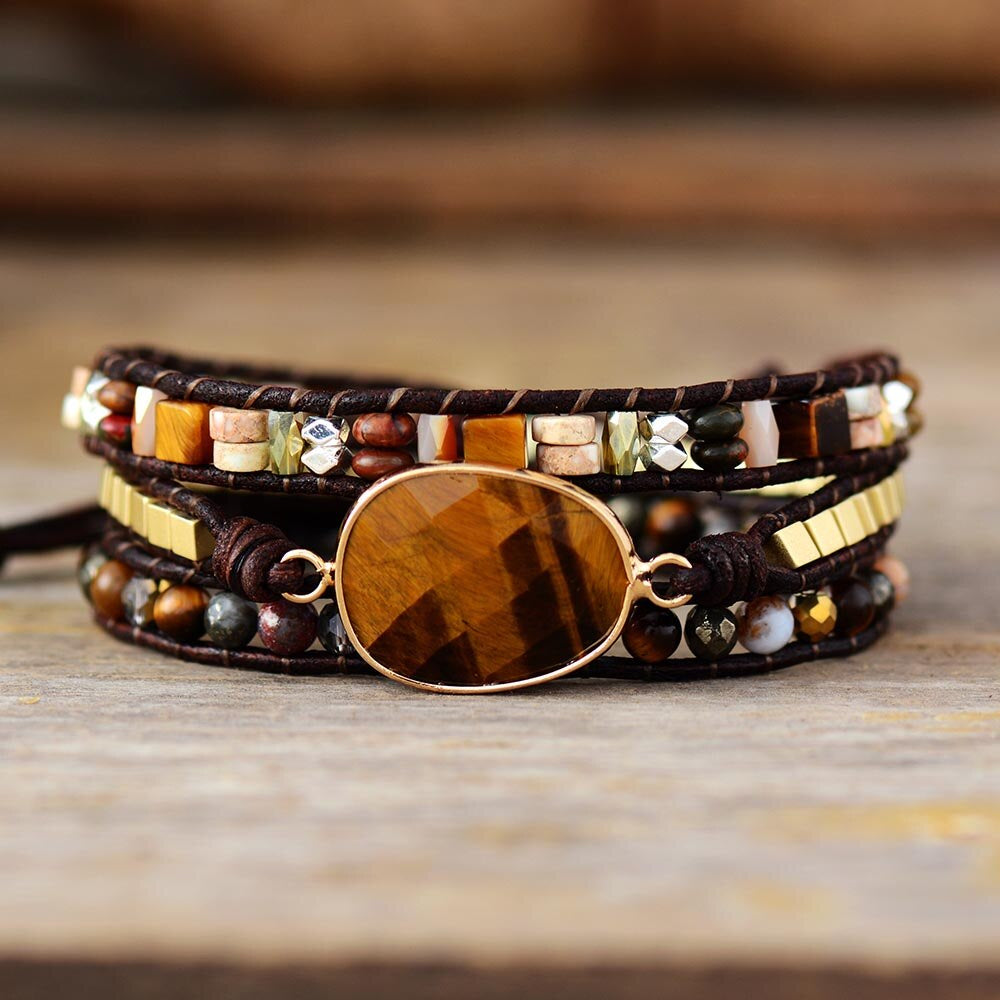 Leather Tiger Eye Bracelet