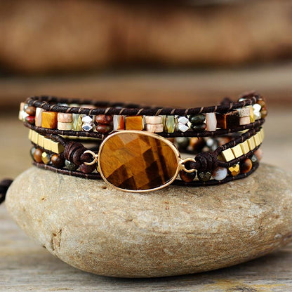 Leather Tiger Eye Bracelet