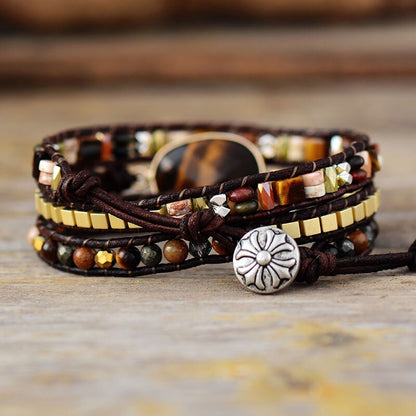 Leather Tiger Eye Bracelet