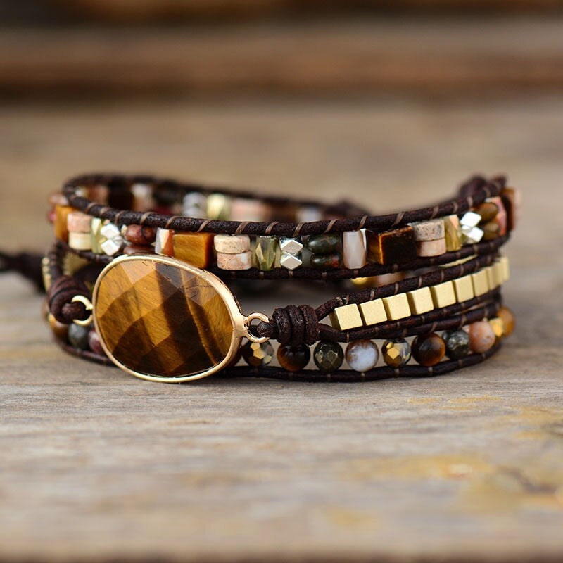 Leather Tiger Eye Bracelet