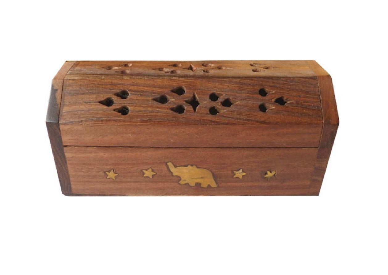 Wooden Elephant Incense Holder Box