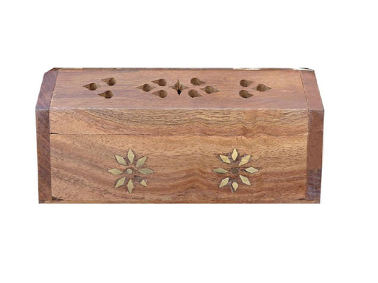 Wooden Incense Holder Box with Diamond Flowers