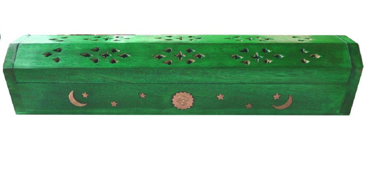 Green Wooden Day & Night Incense Holder Box