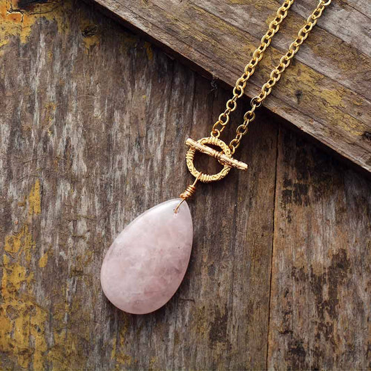 Rose Quartz Droplet Necklace