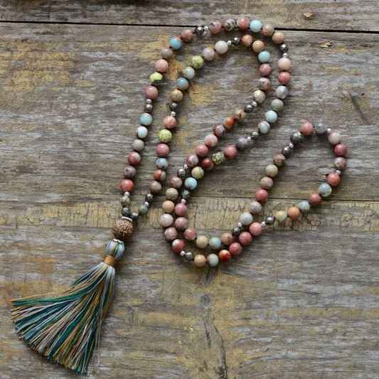 Natural Pyrite Mala Necklace