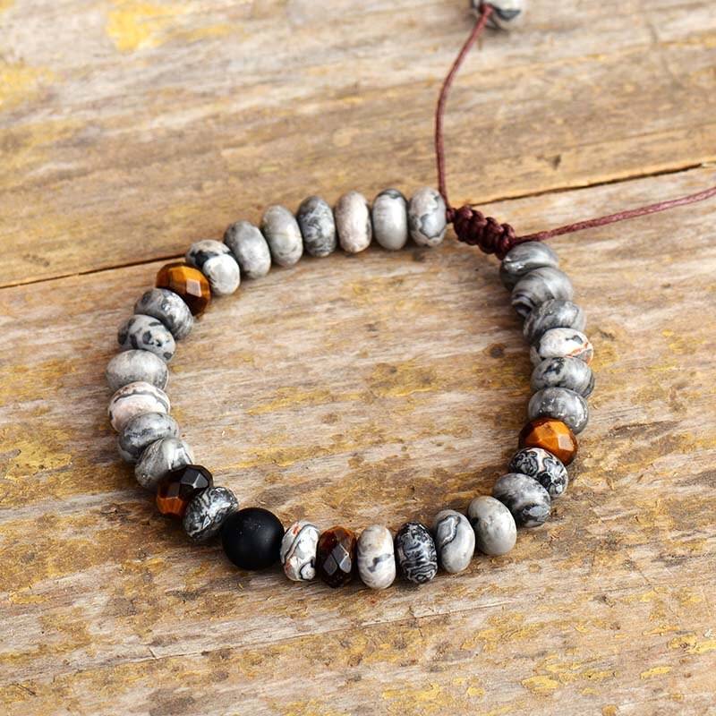 Jasper and Tiger Eye Macrame Bracelet