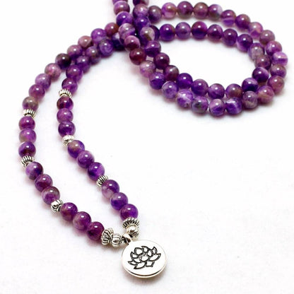 Natural Amethyst Mala Bracelet