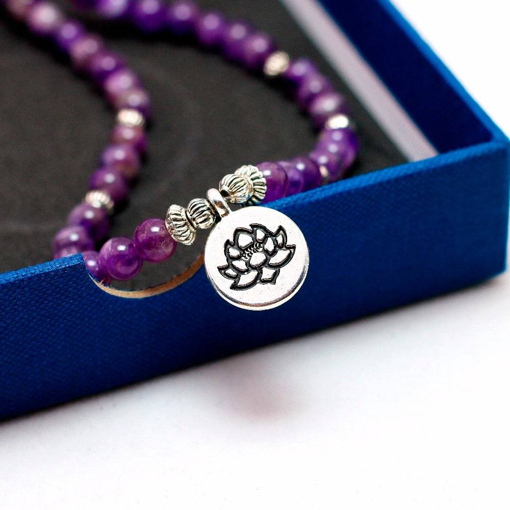 Natural Amethyst Mala Bracelet