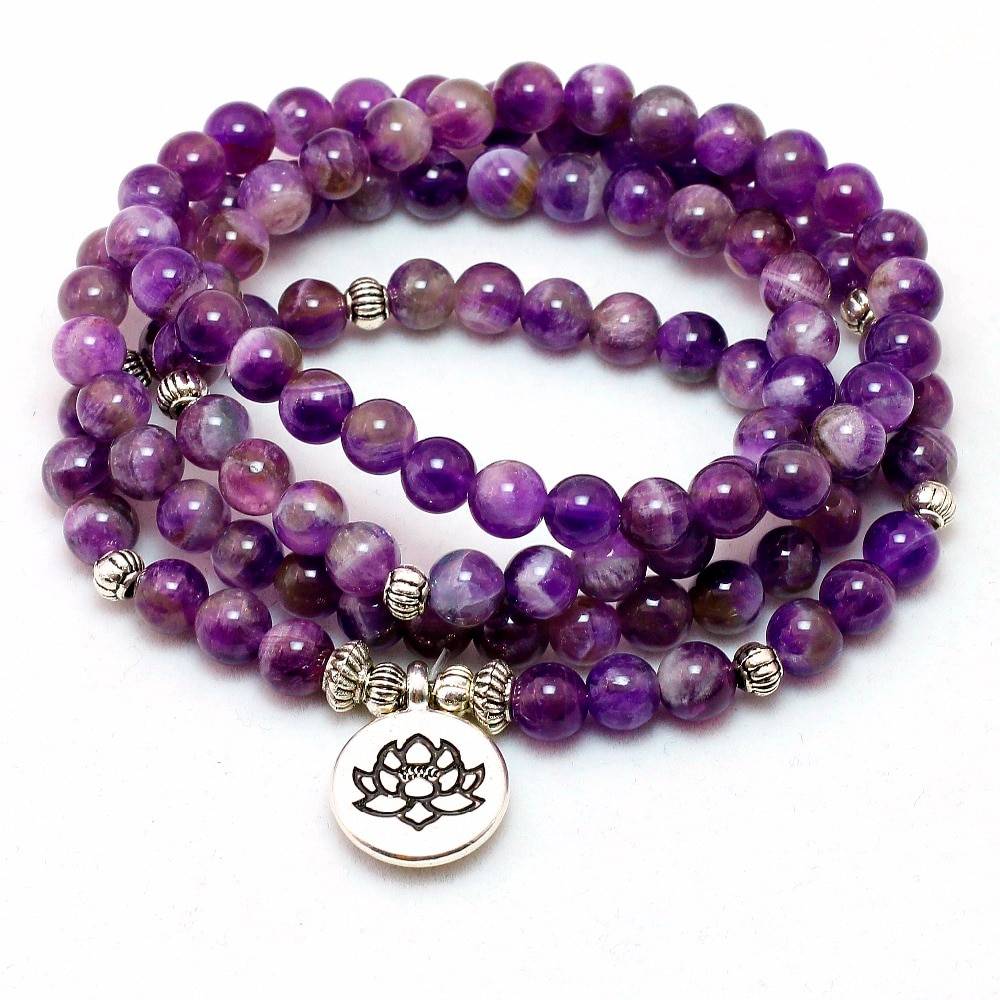 Natural Amethyst Mala Bracelet