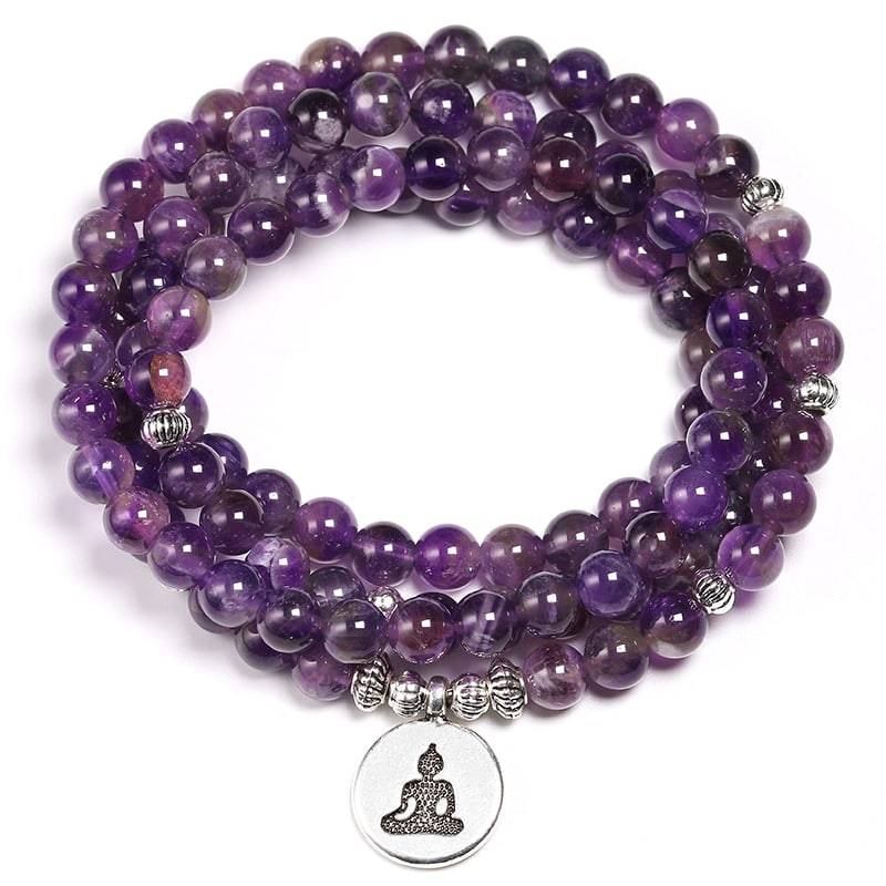 Natural Amethyst Mala Bracelet