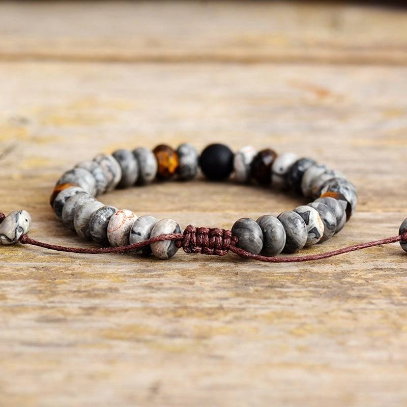 Jasper and Tiger Eye Macrame Bracelet