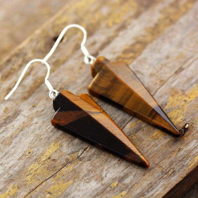 Natural Tiger Eye Stone Earrings