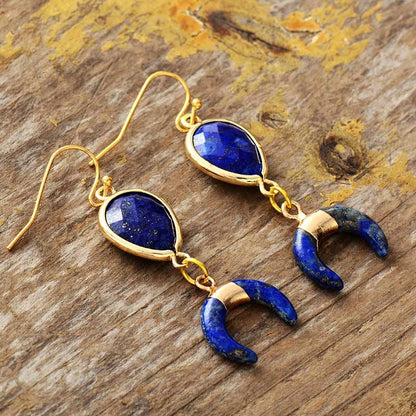 Lapis-Lazuli Moon Crescent Earrings
