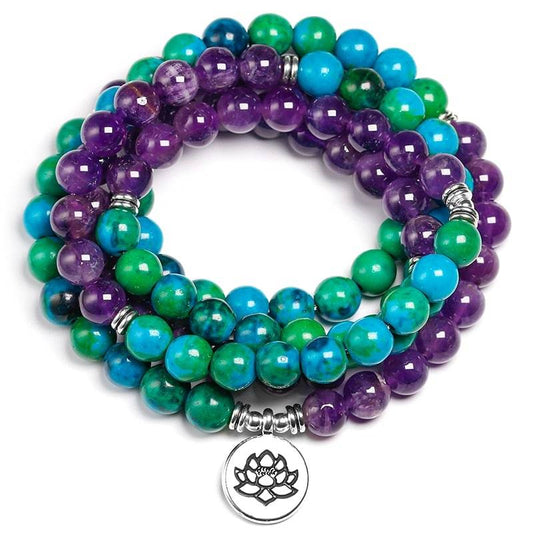 Amethyst and Chrysocolla Mala Bracelet