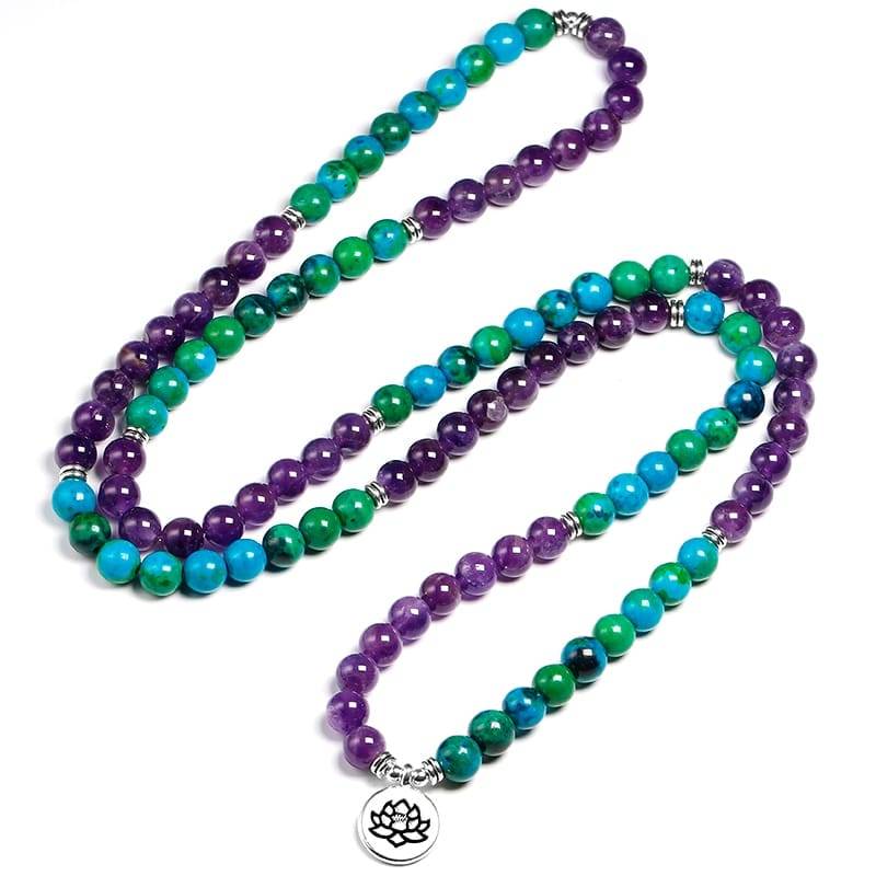 Amethyst and Chrysocolla Mala Bracelet