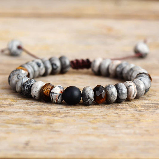 Jasper and Tiger Eye Macrame Bracelet