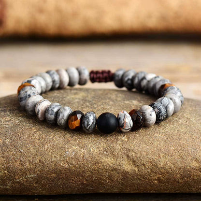 Jasper and Tiger Eye Macrame Bracelet