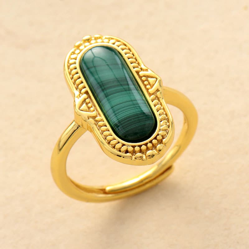 Adjustable Large Natural Stone Ring