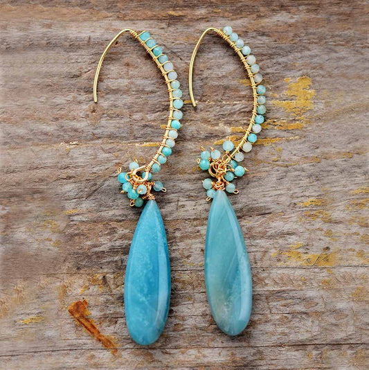 Natural Stone Teardrop Earrings