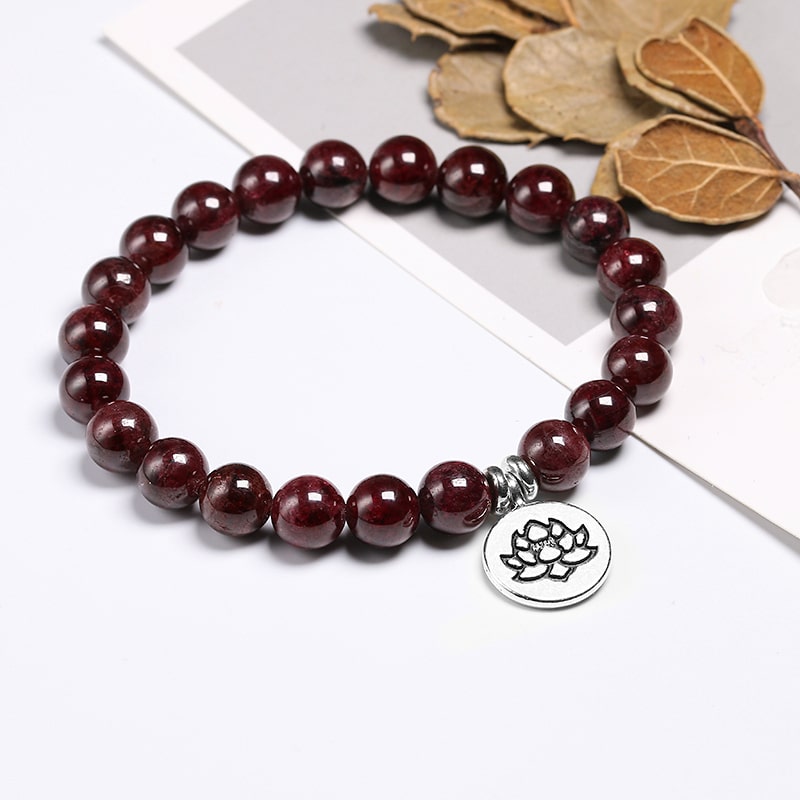 Natural Garnet Beaded Bracelet