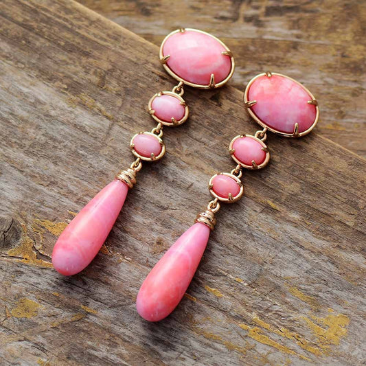 Pink Semi-Precious Stone Earrings