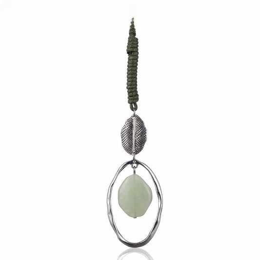 Long Vintage Green Jade Women's Necklace