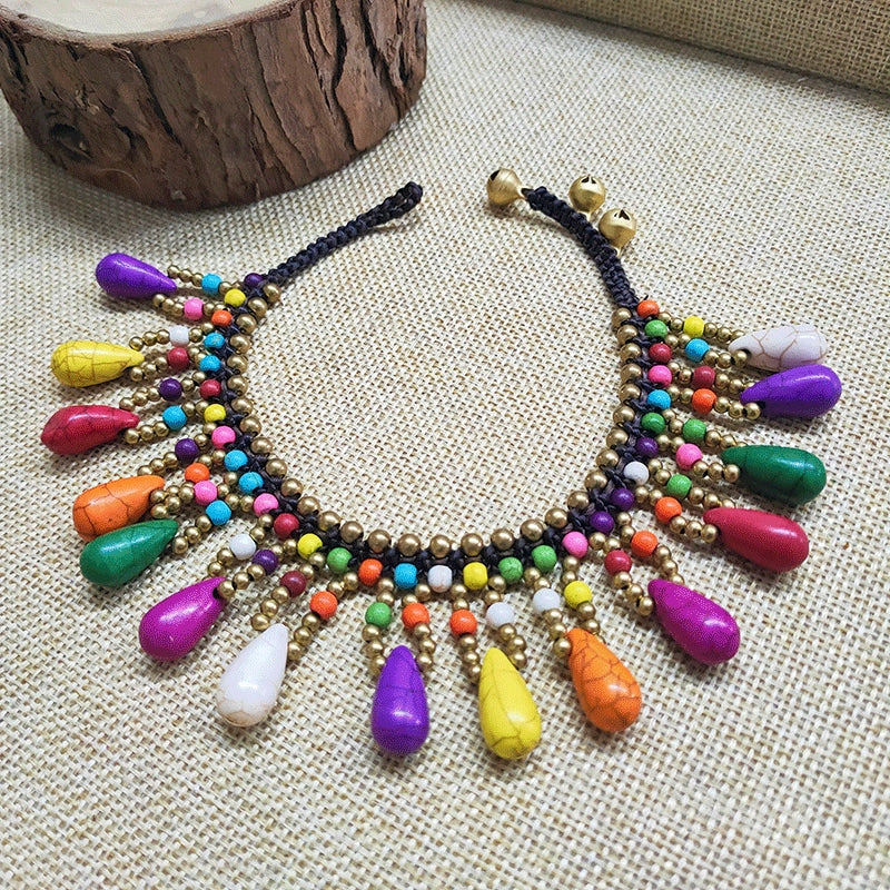 Bohemian Dangling Stone Anklet