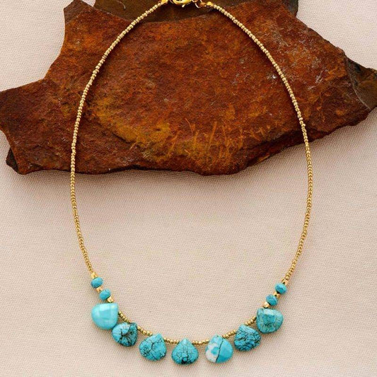 Golden Turquoise Stone Necklace